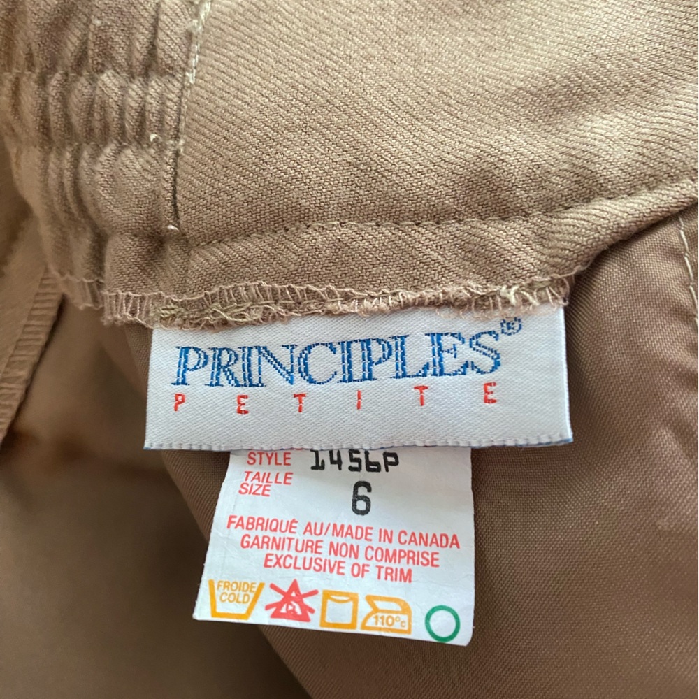 Vintage 80s Principles Petite Camel Wool Blend Midi Skirt Pockets Size 6 - Picture 11 of 12